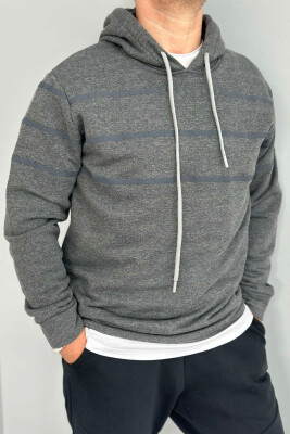 HOOD COTTON LINES MEN HOODIES DARK GREY/GEE 