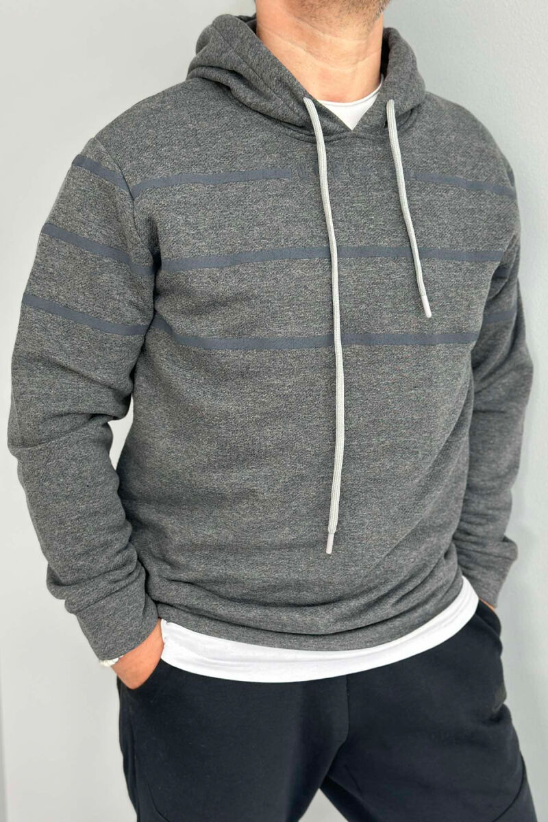 HOOD COTTON LINES MEN HOODIES DARK GREY/GEE - 1