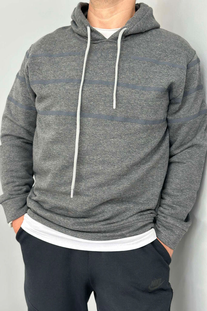 HOOD COTTON LINES MEN HOODIES DARK GREY/GEE - 3