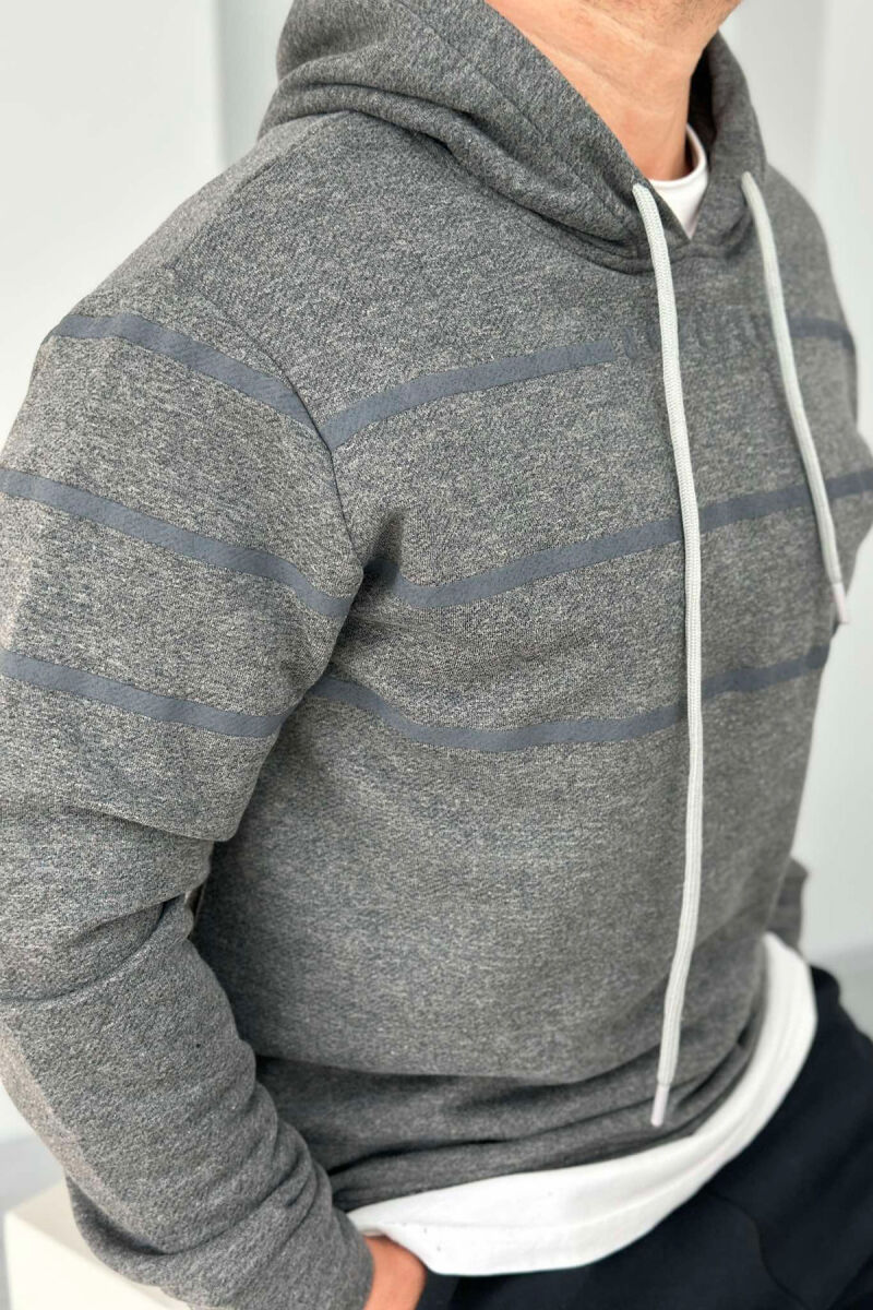 HOOD COTTON LINES MEN HOODIES DARK GREY/GEE - 4