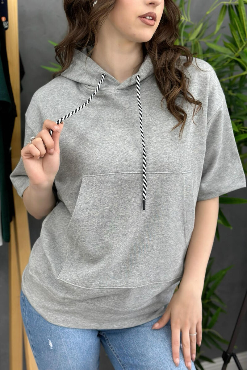 HOOD COTTON WOMAN T-SHIRT GREY/GRI - 2