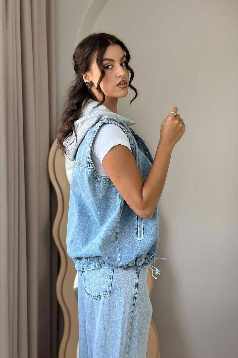 HOOD DENIM WOMAN VEST LIGHTBLUE/BZ - 2