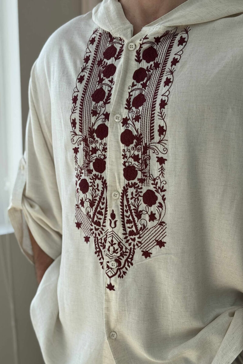 HOOD DESIGNED MEN T-SHIRT CREAM/KREM - 2