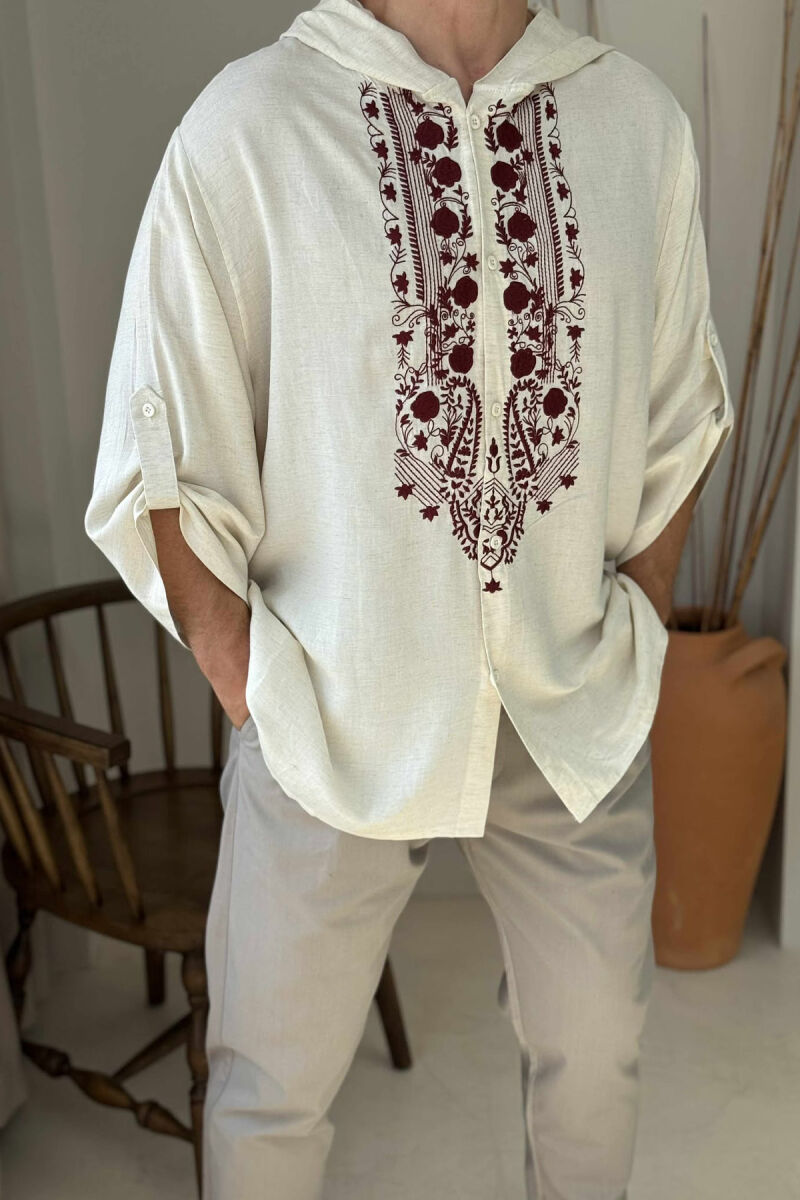 HOOD DESIGNED MEN T-SHIRT CREAM/KREM - 3