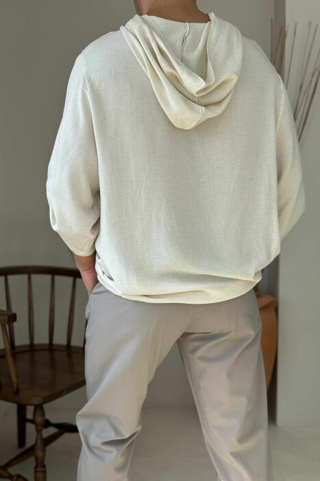 HOOD DESIGNED MEN T-SHIRT CREAM/KREM - 4