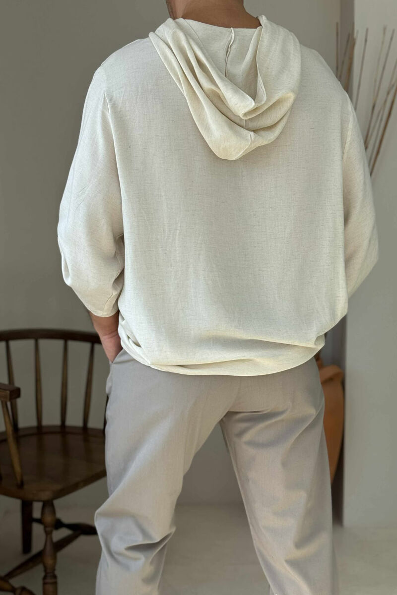 HOOD DESIGNED MEN T-SHIRT CREAM/KREM - 4