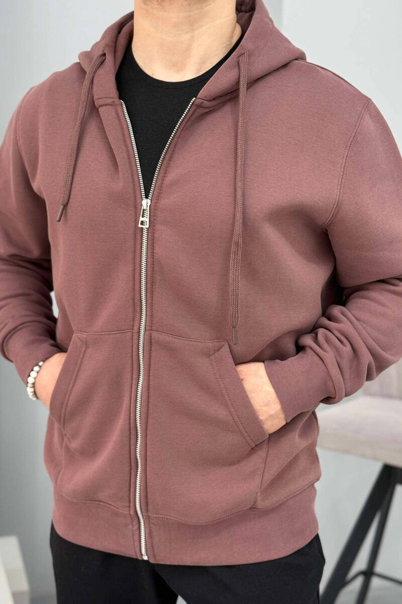 HOOD FLUFFY MEN JACKET IN BROWN COLOR - 3