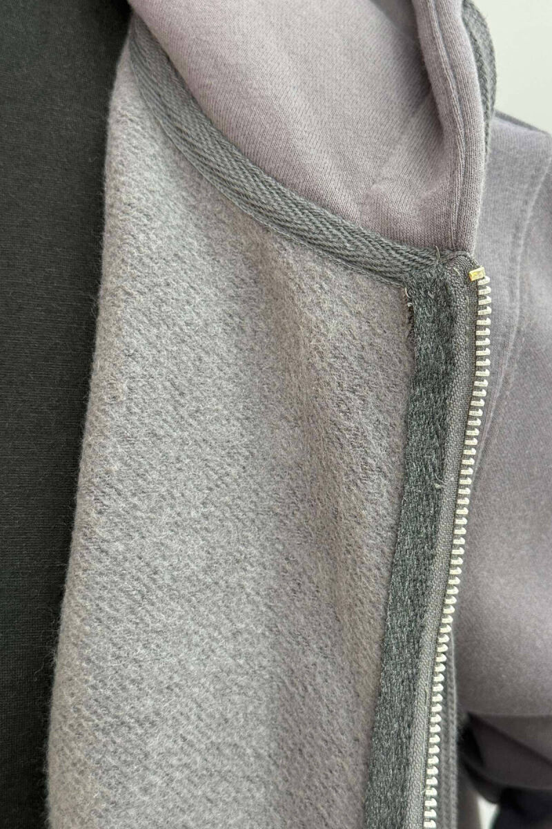 HOOD FLUFFY MEN JACKET IN GREY COLOR - 2