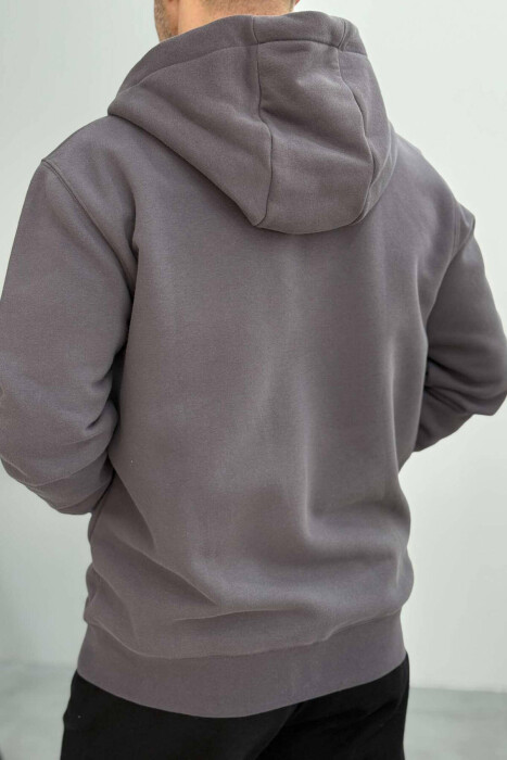 HOOD FLUFFY MEN JACKET IN GREY COLOR - 4