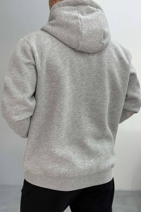 HOOD FLUFFY MEN JACKET IN LIGHT GREY COLOR - 2