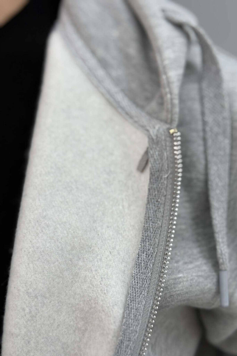 HOOD FLUFFY MEN JACKET IN LIGHT GREY COLOR - 3