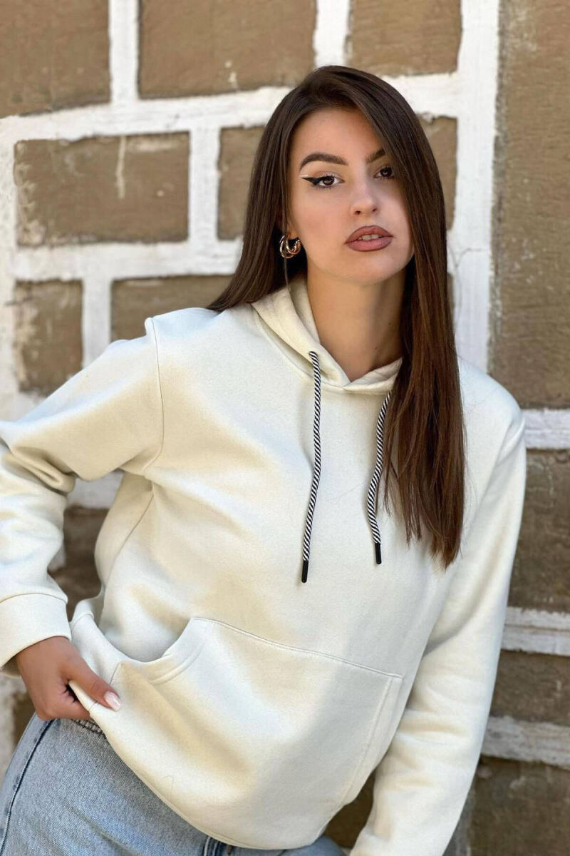 HOOD FLUFFY UNISEX HOODIE CREAM/KREM - 1