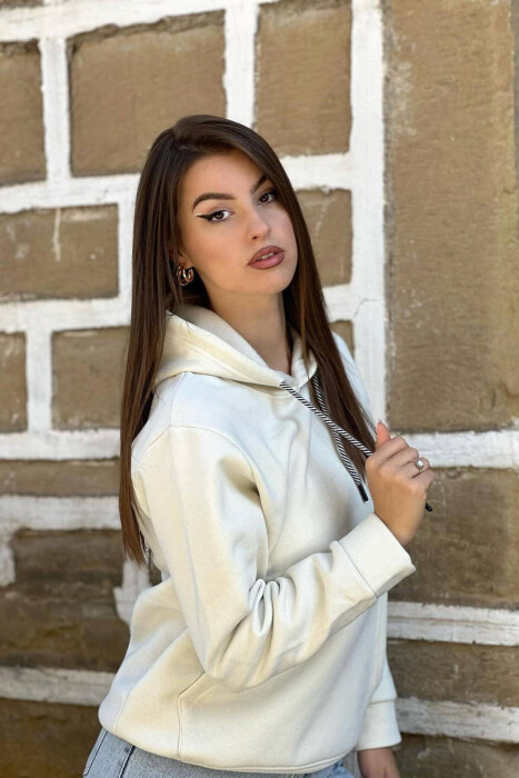 HOOD FLUFFY UNISEX HOODIE CREAM/KREM - 3