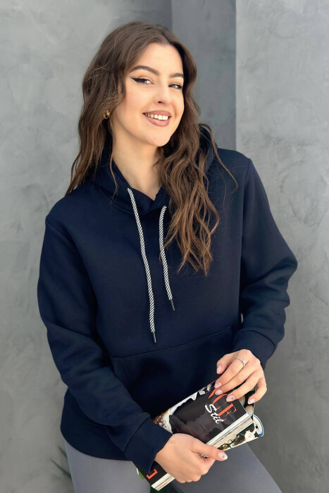 HOOD FLUFFY UNISEX HOODIE DARK BLUE/BEE 