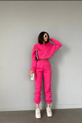 HOOD FLUFFY WOMAN TWO PIECE SET FUCHSIA/CIKLAMI 