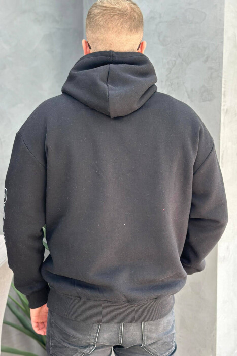 HOOD FLYFFY ONE COLOR MEN HOODIE BLACK/ E ZEZE - 3