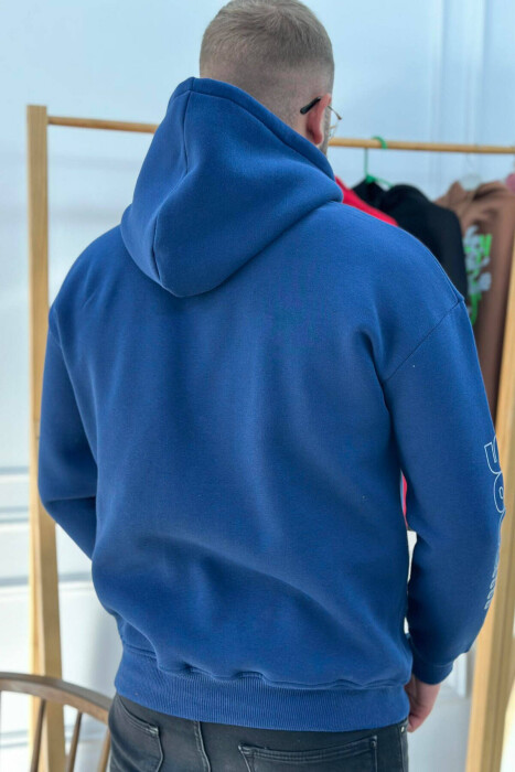 HOOD FLYFFY ONE COLOR MEN HOODIE BLUE/BLU - 2