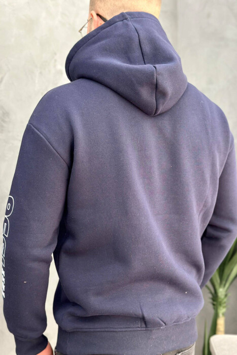 HOOD FLYFFY ONE COLOR MEN HOODIE DARK BLUE/BEE - 2