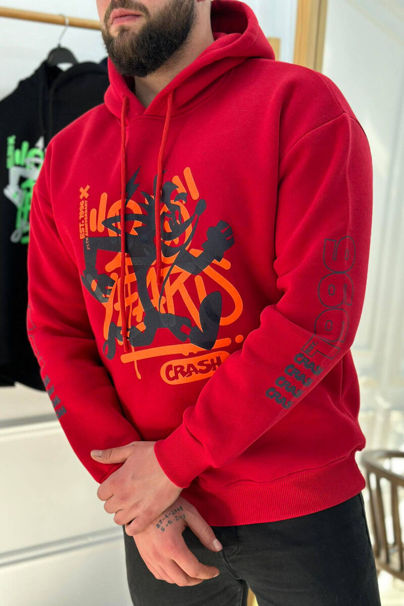 HOOD FLYFFY ONE COLOR MEN HOODIE RED/E KUQE - 2