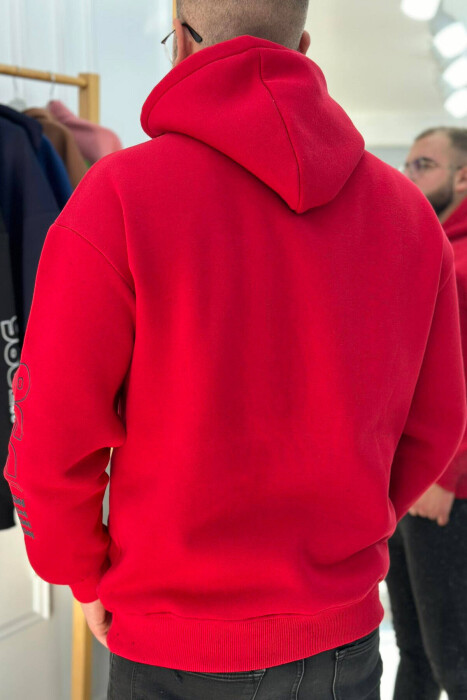 HOOD FLYFFY ONE COLOR MEN HOODIE RED/E KUQE - 3