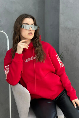 HOOD FLYFFY ONE COLOR WOMAN HOODIE RED/E KUQE 