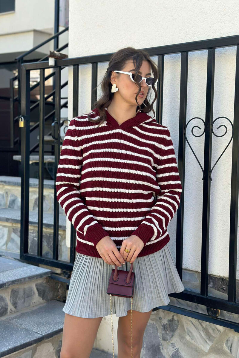 HOOD LINES ONE COLOR WOMAN SWEATER BURGUNDY/VISHNJE - 1