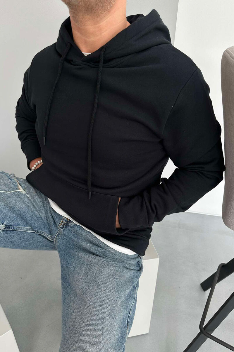 HOOD ONE COLOR MEN HOODIE BLACK/ E ZEZE - 1