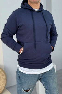 HOOD ONE COLOR MEN HOODIE DARK BLUE/BEE 