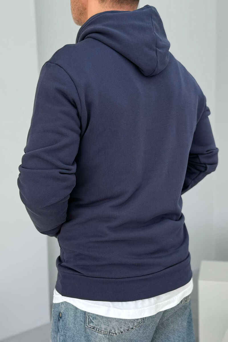 HOOD ONE COLOR MEN HOODIE DARK BLUE/BEE - 2