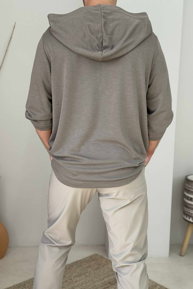 HOOD ONE COLOR MEN T-SHIRT BROWN/KAFE - 3