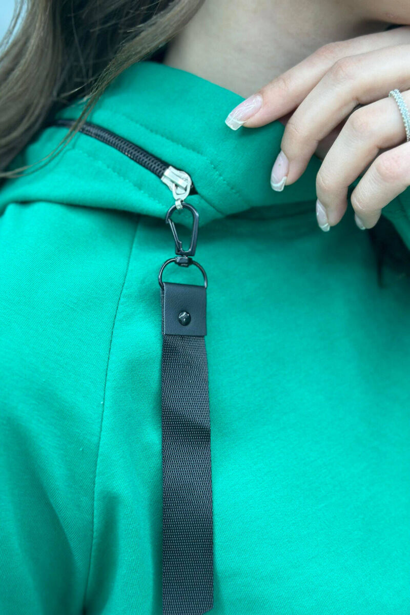 HOOD ONE COLOR SIMPLE WOMAN DRES GREEN/JESHILE - 3