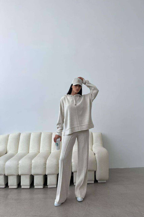HOOD ONE COLOR SIMPLE WOMAN SET BEIGE/BEZHE 
