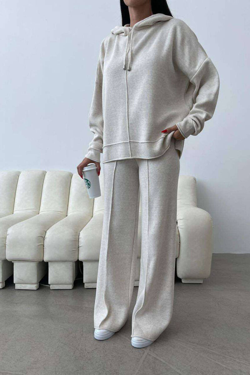 HOOD ONE COLOR SIMPLE WOMAN SET BEIGE/BEZHE - 2