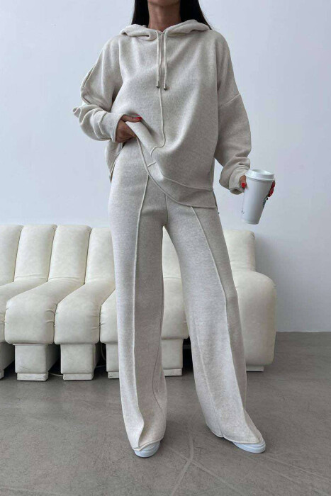 HOOD ONE COLOR SIMPLE WOMAN SET BEIGE/BEZHE - 4