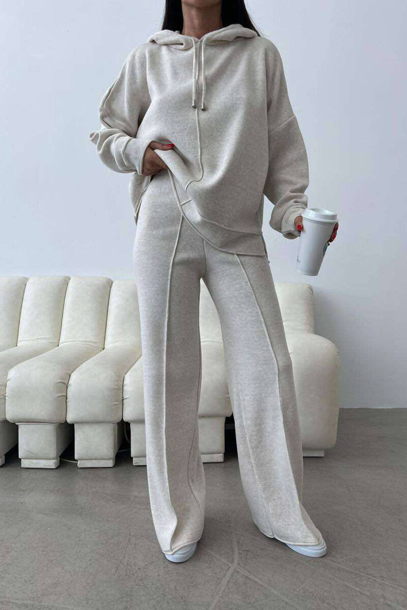 HOOD ONE COLOR SIMPLE WOMAN SET BEIGE/BEZHE - 4