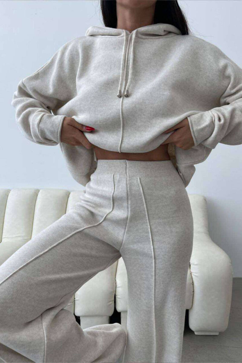 HOOD ONE COLOR SIMPLE WOMAN SET BEIGE/BEZHE - 5