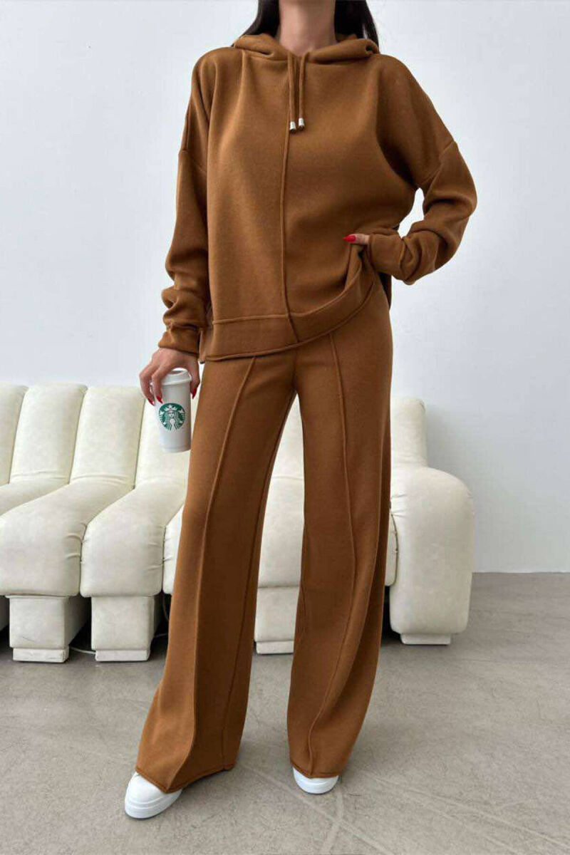 HOOD ONE COLOR SIMPLE WOMAN SET BROWN/KAFE - 2