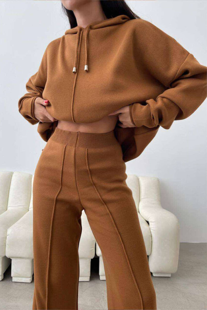 HOOD ONE COLOR SIMPLE WOMAN SET BROWN/KAFE - 3