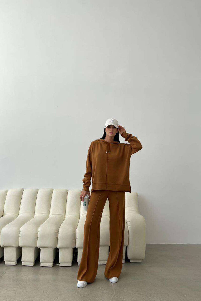 HOOD ONE COLOR SIMPLE WOMAN SET BROWN/KAFE - 4