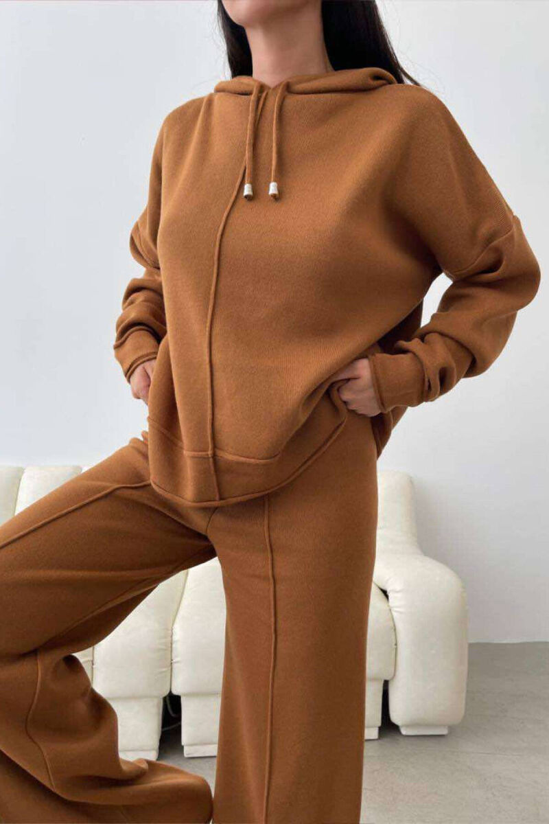 HOOD ONE COLOR SIMPLE WOMAN SET BROWN/KAFE - 5