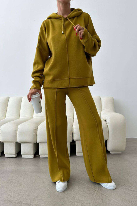 HOOD ONE COLOR SIMPLE WOMAN SET OLIVE/ULLI 