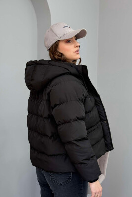 HOOD ONE COLOR WOMEN PUFFER JACKET BLACK/ E ZEZE - 2