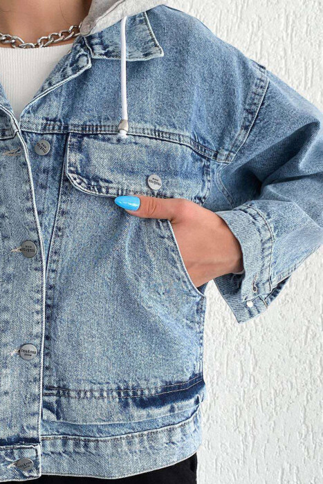 HOOD POCKET DENIM WOMAN JACKET LIGHTBLUE/BZ - 3