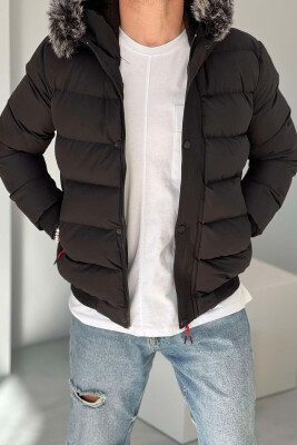 HOOD POCKET SIMPLE MAN PUFFER JACKET BLACK/ E ZEZE 