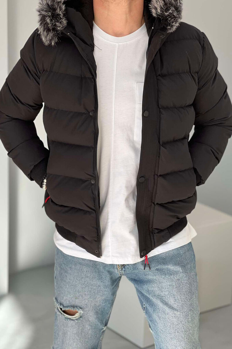 HOOD POCKET SIMPLE MAN PUFFER JACKET BLACK/ E ZEZE - 1