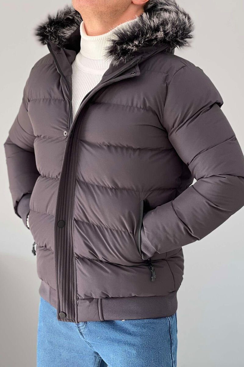 HOOD POCKET SIMPLE MAN PUFFER JACKET DARK GREY/GEE - 2