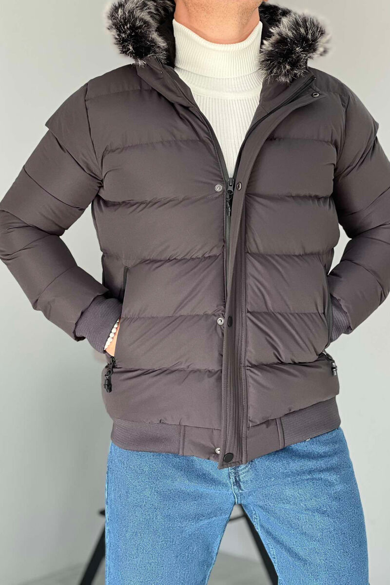 HOOD POCKET SIMPLE MAN PUFFER JACKET DARK GREY/GEE - 5