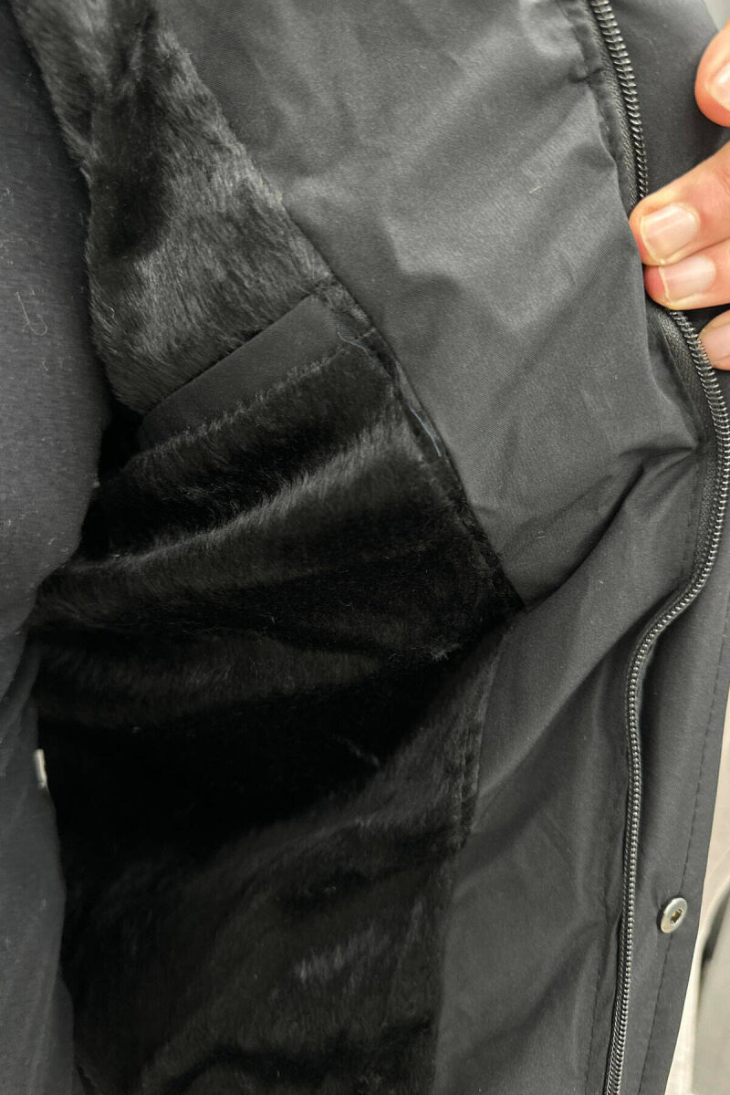 HOOD POCKET SIMPLE MAN PUFFER JACKET IN BLACK COLOR - 5