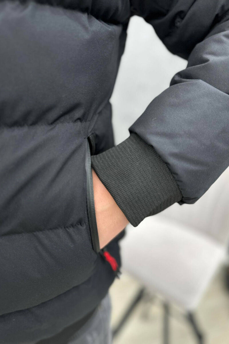 HOOD POCKET SIMPLE MAN PUFFER JACKET IN BLACK COLOR - 3