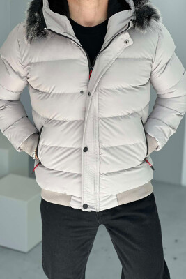 HOOD POCKET SIMPLE MAN PUFFER JACKET LIGHT GREY/GZ 